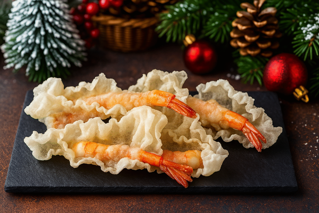 Especial Navidad: Papel de arroz con gambas