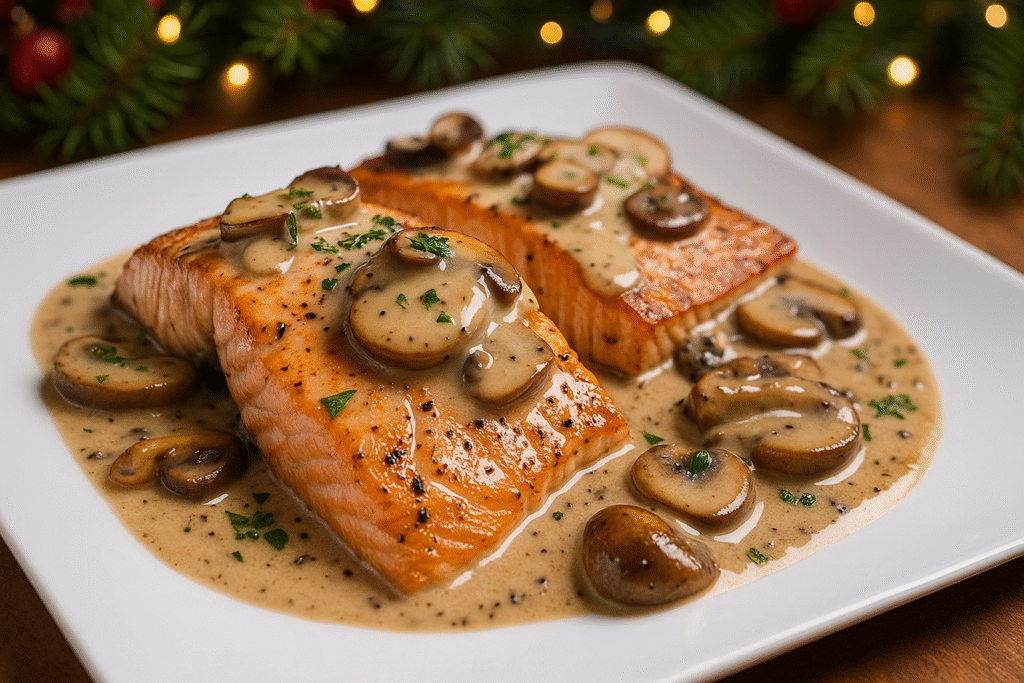 Especial Navidad: Salmón con setas en salsa de trufa