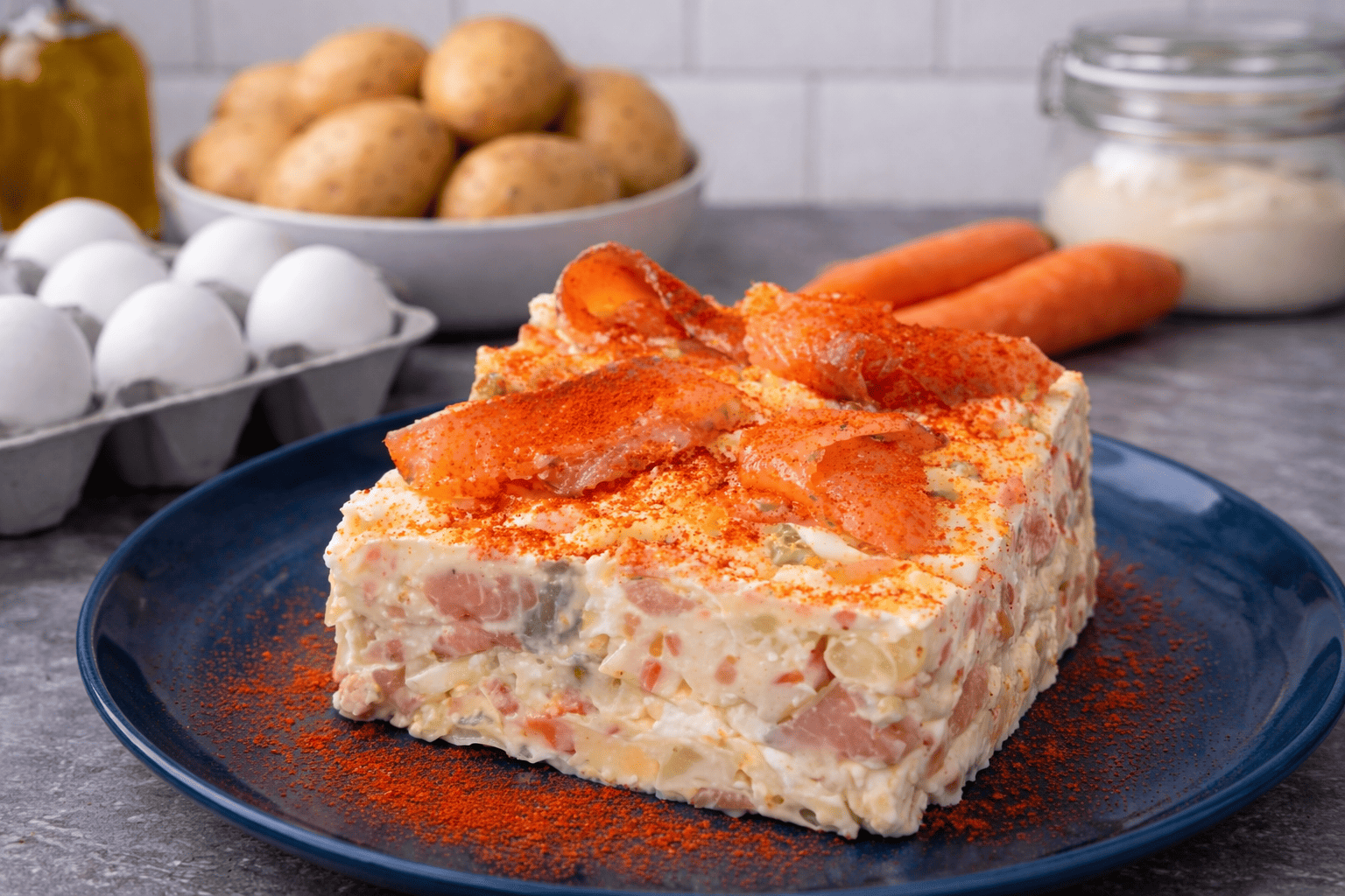 Receta de ensaladilla rusa con salmón